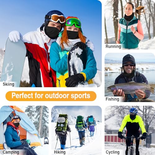 LUOLIIL VOE 2 Pack Winter Neck Gaiter Warmer for Men&Women,Windproof Face Cover Fleece Face Mask Scarf for Cold Weather Sport - color: Black+black