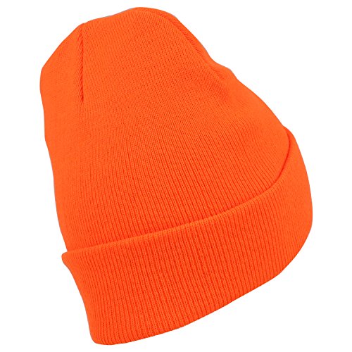 Armycrew High Visibility Neon Color Cuff Long Winter Beanie Hat - color: Orange