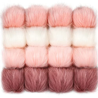Tatuo 16 Pcs Faux Fur Pom Poms for Hats, Multicolor - color: Mixed Colors