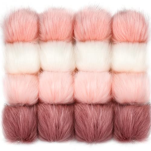 Tatuo 16 Pcs Faux Fur Pom Poms for Hats, Multicolor - color: Mixed Colors