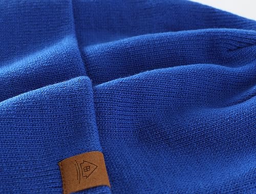 Home Prefer Mens Winter Hats Acrylic Knit Cuff Beanie Cap Warm Womens Beanie Hat - color: Bright Royal