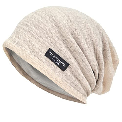 VECRY Men Slouch Hollow Beanie Thin Summer Cap Skullcap - color: Stripe Cream
