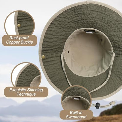 Bucket Hat UV Protection Sun Hat, Boonie Fishing Safari Hats for Outdoors - color: Khaki