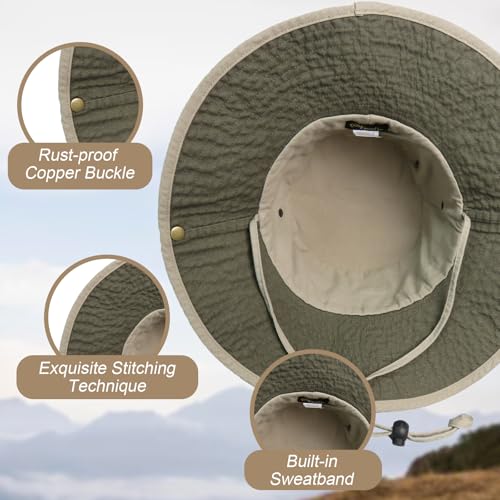 Bucket Hat UV Protection Sun Hat, Boonie Fishing Safari Hats for Outdoors - color: Khaki