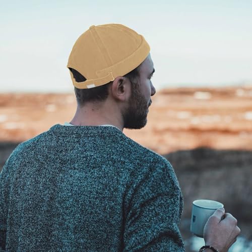 Docker Cap XXL Brimless Hat Oversize Retro No Brim Hats Plus Size Snapback Beanie - color: Khaki