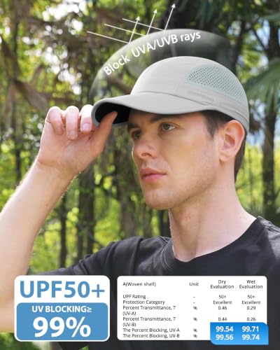 GADIEMKENSD Mens Folding Outdoor Hat Long Brim UPF 50+ Sun Protection - color: Folding Light Gray