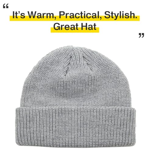 Fisherman Short Beanie Leon Roll up Trawler Classic Skullcap Hipster Beanie Warm Winter Hats Acrylic Ribbed Knit Cuff Daily - color: Light Gray Fisherman Beanie