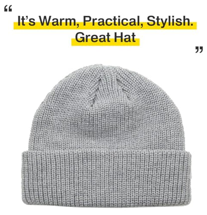 Fisherman Short Beanie Leon Roll up Trawler Classic Skullcap Hipster Beanie Warm Winter Hats Acrylic Ribbed Knit Cuff Daily - color: Light Gray Fisherman Beanie