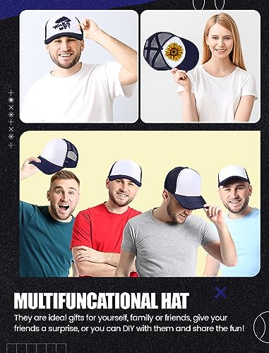 Tarpop 10 Pcs Sublimation Blank Trucker Hats Bulk - color: Navy and White
