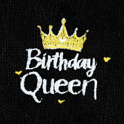 Black Beanie Hat for Men Women Embroidered Knit Winter Beanies Cap - color: Birthday