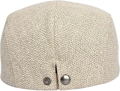 Cabbie Hats for Men Summer,Cotton Beret Newsboy Hat Ivy Gatsby Adjustable Flat Cap Beret for Driving - color: A02-beige