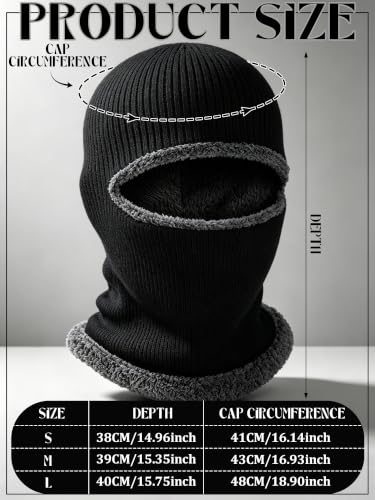 Blulu Ski Knitted Mask for Men,1 Hole - color: Black, size: Medium