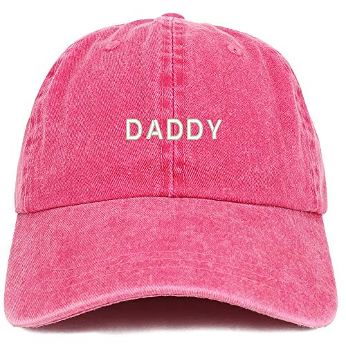 Trendy Apparel Shop Daddy Embroidered Low Profile Washed Cotton Cap - color: Fuchsia