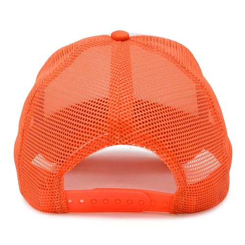 DALIX Two Tone Trucker Hat Summer Mesh Cap with Adjustable Snapback Strap - color: Orange, size: One Size