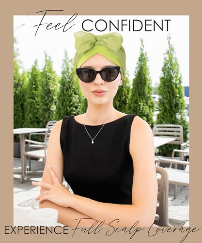 CAPLORD Chemo Headwrap for Women Turban Headwear for Cancer Patients Skull Cap Hair Loss Cover Lightweight Head Covering Hat - color: Lime