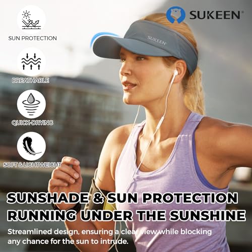 Sukeen Lightweight Sports Sun Visor Hat for Men Women - color: Grey