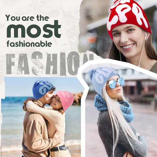 TaowaveWomen Beanie Y2k Hat,MEA Culpa Graphic Beanies Designs,Winter Hat Knit Skull Cap for Women - color: Green White
