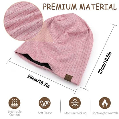 HAMUNI Slouchy Beanie for Men Women Soft Lightweight Chemo Headwear - color: Peach Pink