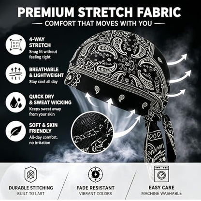 Cooling Skull Cap Helmet Liner, Breathable Elastic Bandana Cooling Headscarf Cap for Men Women - color: 2pcs-b