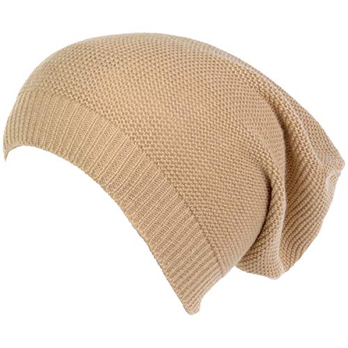 an Unisex Striped Knit Slouchy Beanie Hat Lightweight Soft Fashion Cap - color: 5104-dkbeige
