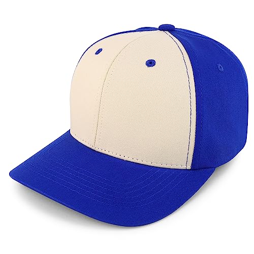 Trendy Apparel Shop Structured High Profile 6 Panel Curved Bill Snapback Baseball Cap - color: Stone Royal
