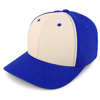 Trendy Apparel Shop Structured High Profile 6 Panel Curved Bill Snapback Baseball Cap - color: Stone Royal