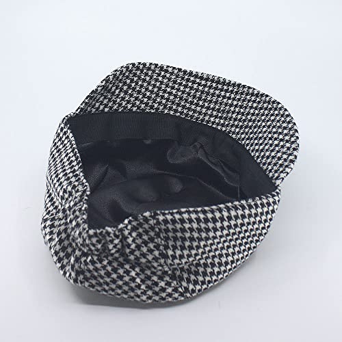 Woman's Warm Soft Cable Lace Pom Furry Flower Crochet Fashion Knit Hat - color: Houndstooth Black, size: One Size