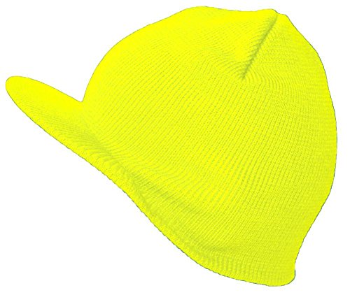 TOP HEADWEAR Winter Cuffless Beanie Visor - color: Neon Yellow