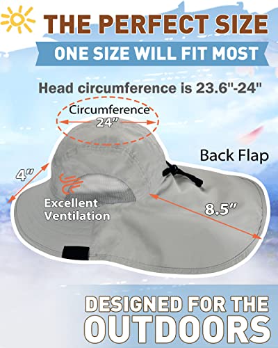 Tirrinia Neck Flap Fishing Safari Cap for Men - color: #Grey