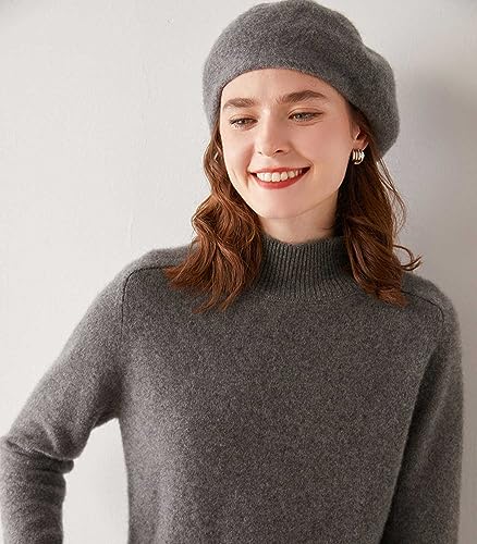 Cashmere Berets Beanie Hats Women Winter Warm Merino Wool Fashion Knit Cap - color: Gray