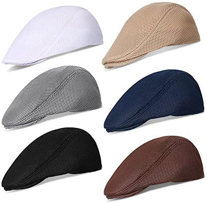 Geyoga 6 Pcs Men's Flat Cap Newsboy Hat Adjustable - style: Multicolor Flat