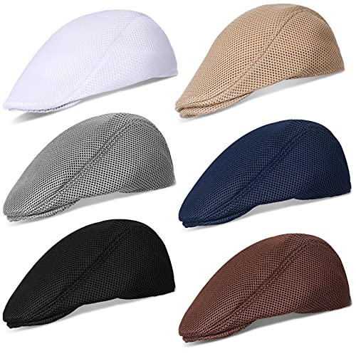 Geyoga 6 Pcs Men's Flat Cap Newsboy Hat Adjustable - style: Multicolor Flat
