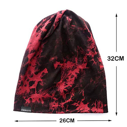 Mens Slouchy Beanie Hat Thin Baggy Summer Skull Cap - color: Blue/Claret