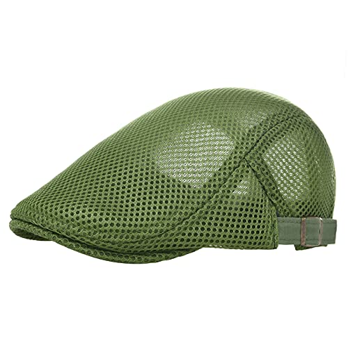 VOBOOM Men Mesh Newsboy Flat Cap Ivy Cabbie Newsboy Cap - color: Green
