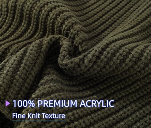 Connectyle Knit Hooded Scarf Hat Pullover Balaclava Beanie Skull Cap with Drawstring Neck Gaiter Hood Winter Hats for Women - color: Army Green