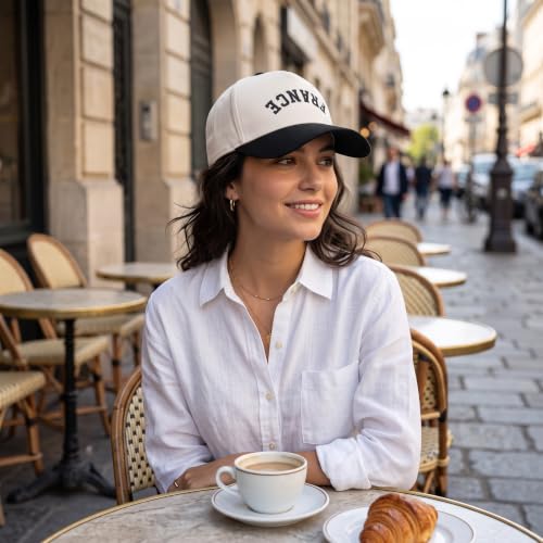Upside Down Canada Baseball Cap, Embroidered Retro 5-Panel Snapback Hat for Men Women, Casual Streetwear Two-One Trucker Hat - color: France Black