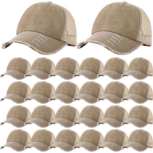Suhine 24 Pcs Blank Trucker Hat Bulk,Unisex Baseball Cap - color: Khaki