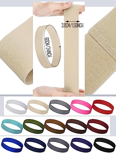 Liitrsh 15 Pcs Stretchable Hat Bands Ribbon for Panama Hats - color: Dark Colors