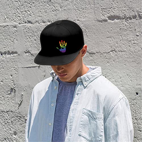 Snapback Hats for Men Flat Bill Black Adjustable Baseball Cap Trucker Hat for Dad American Flag Pirate Skull Caps Cool - color: Skull Finger Pride