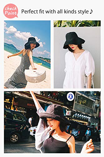 Wide Brim Bucket Hat - UPF50+ Protection Travel Beach Sun Hat with Semi-Rigid Adjustable Foldable Brim - color: Wheat