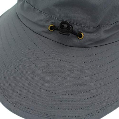 Women Lightweight Safari Sun Hat Quick Dry Fishing Hat with Strap Cool - color: Dark Grey