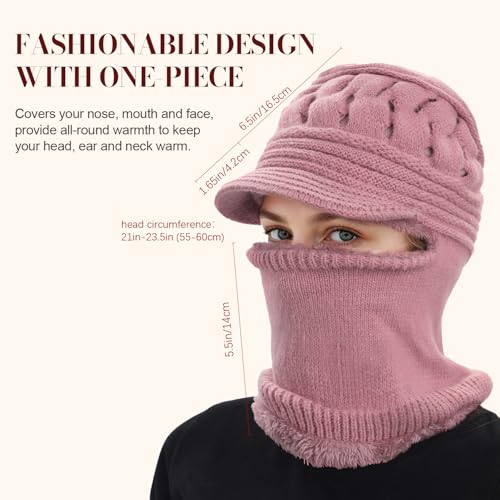Womens Winter Beanie Hats, Winter Scarf Mask Set for Women - color: Grey