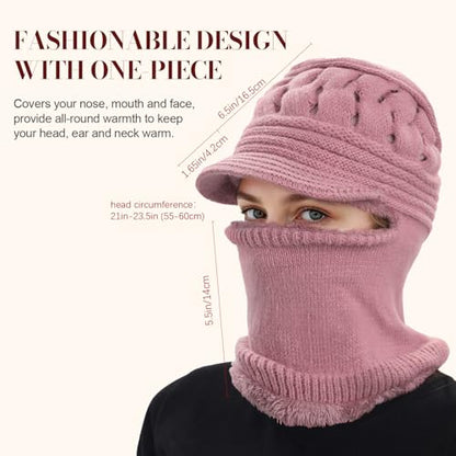 Womens Winter Beanie Hats, Winter Scarf Mask Set for Women - color: Grey