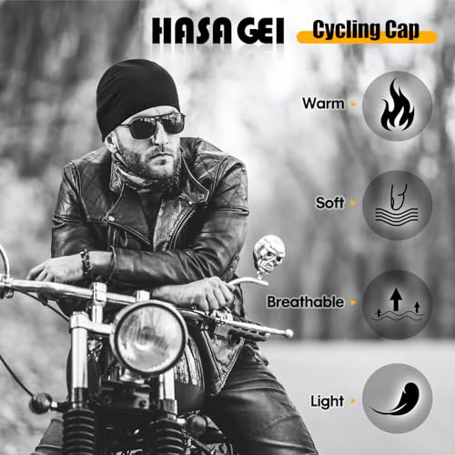 HASAGEI Beanies Skull Caps for Men, Women Warm Helmet Liner Cycling Cap Soft Lightweight Beanie Hat Antistatic Running Beanie - color: Black