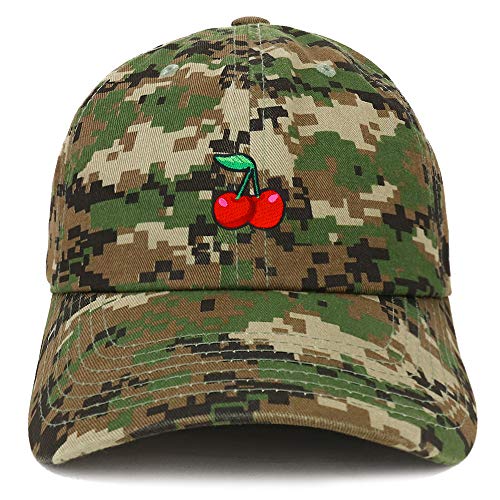 Trendy Apparel Shop Cherry Patch Brushed Cotton Unstructured Dad Hat - color: Digital Green Camo