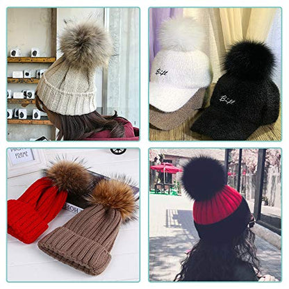 SIQUK 30 Pieces Faux Fur Pom Pom for Hats with Elastic Loop - color: Bright Color