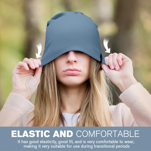 HAMUNI Slouchy Beanie for Women Men Soft Cotton Chemo Hats Double-Layer Warm Beanie Cap for Daily Wear & Transitional Seasons - color: Denim Blue