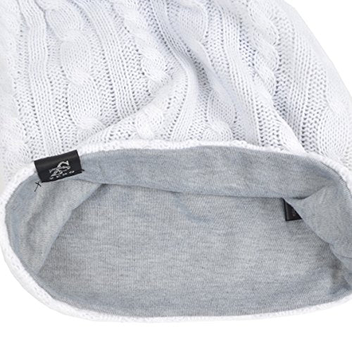 VECRY Men's Slouch Beanie Skull Cap Long Baggy Hip-Hop Winter Summer Hat - color: Cable-white