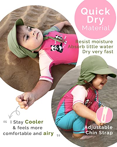 FURTALK Baby Sun Hat with Neck Flap UPF 50+ Toddler Quick Dry Swim Hat - color: Green, size: 6-24 Months
