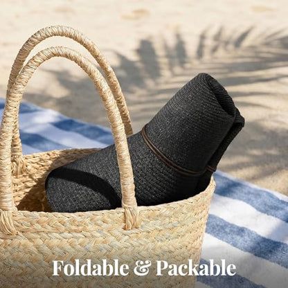 Women's Sun Straw Hat Wide Brim Floppy Foldable Hats Beach Travel Summer Vacation Hat UPF 50+ - color: Black